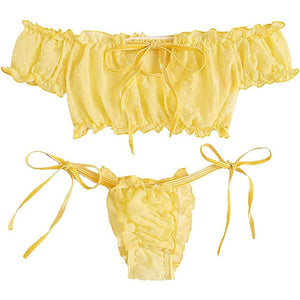 Lace Up Erotic 2pc Lingerie Swimsuit