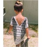 Mother Daughter Short Sleeve Striped Matching Dress