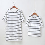Mother Daughter Short Sleeve Striped Matching Dress