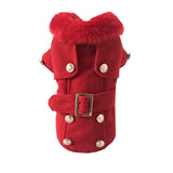 Dog Coat w/Faux Fur Collar