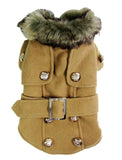 Dog Coat w/Faux Fur Collar