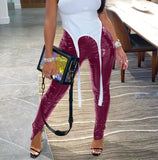 PU Faux Leather Zipper High Waist Pencil Pants