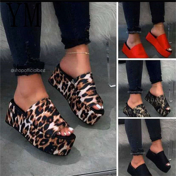Open Toe Wedge Platform Flip Flop Sandals