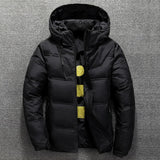 Stand Collar Puffer Jacket With Hood - Men