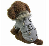 Dog Coat w/Faux Fur Collar
