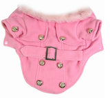 Dog Coat w/Faux Fur Collar