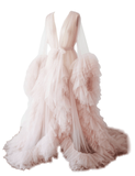 Long Tulle Robe w/Tulle Sleeves and Tulle Train