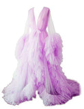 Long Tulle Robe w/Tulle Sleeves and Tulle Train