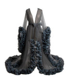 Long Tulle Robe w/Tulle Sleeves and Tulle Train