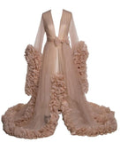 Long Tulle Robe w/Tulle Sleeves and Tulle Train