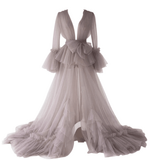 Long Tulle Robe w/Tulle Sleeves and Tulle Train