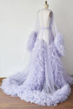 Long Tulle Robe w/Tulle Sleeves and Tulle Train