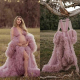 Long Tulle Robe w/Tulle Sleeves and Tulle Train