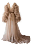 Long Tulle Robe w/Tulle Sleeves and Tulle Train