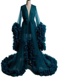 Long Tulle Robe w/Tulle Sleeves and Tulle Train