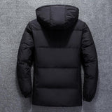 Stand Collar Puffer Jacket With Hood - Men