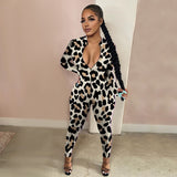 Long Sleeve Deep V Zip Up Fitness Jumpsuit- XL