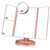Trifold LED Touch Screen Makeup Mirror with Led Lights 1X 2X 3X 10X  Magnifying