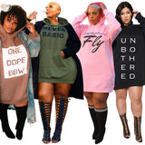 Letter Print Hoodie Mini Dress-PS