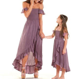 Off Shoulder Mom And Daughter Matching Ruffle Dress