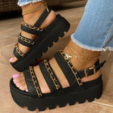 Flat Platform Soft Leather Buckle Casual Sandals