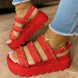 Flat Platform Soft Leather Buckle Casual Sandals