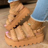 Flat Platform Soft Leather Buckle Casual Sandals