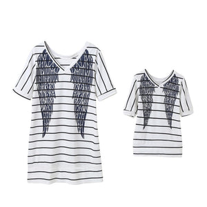 Mother Daughter Short Sleeve Striped Matching Dress