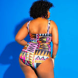 1pc African Print Cut Out Swimsuit