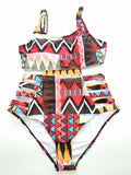 1pc African Print Cut Out Swimsuit