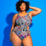1pc African Print Cut Out Swimsuit