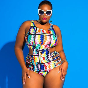 1pc African Print Cut Out Swimsuit