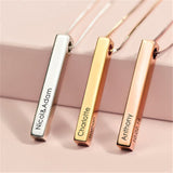3d Bar Personalized Engraving Custom Necklace