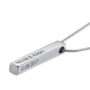 3d Bar Personalized Engraving Custom Necklace