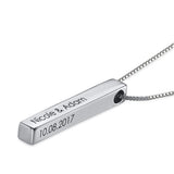 3d Bar Personalized Engraving Custom Necklace