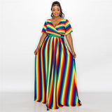 2PC Striped Elastic Waist Maxi Skirt-PS