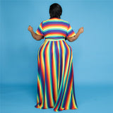 2PC Striped Elastic Waist Maxi Skirt-PS