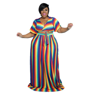 2PC Striped Elastic Waist Maxi Skirt-PS