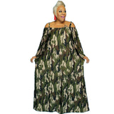 Slash Dots Camouflage Casual Loose Maxi Dress-PS