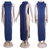 Knitted Open Sides Sweater Scarf Dress