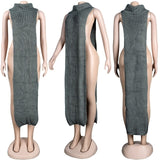 Knitted Open Sides Sweater Scarf Dress