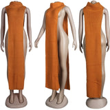 Knitted Open Sides Sweater Scarf Dress
