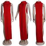 Knitted Open Sides Sweater Scarf Dress
