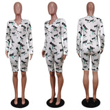 Long Sleeve Shorts V Neck Bodycon Pajamas S-2XL