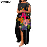 Trendy Print Satin Bohemian Dress-PS