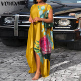 Trendy Print Satin Bohemian Dress-PS