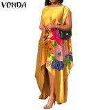 Trendy Print Satin Bohemian Dress-PS