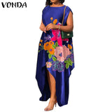 Trendy Print Satin Bohemian Dress-PS