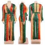Elegant V Neck Long Sleeve Jumpsuit