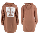 Letter Print Hoodie Mini Dress-PS